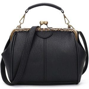 Vintage Hollow Handbag Leather Shoulder Bag Evening Clutch Bag Kiss <3